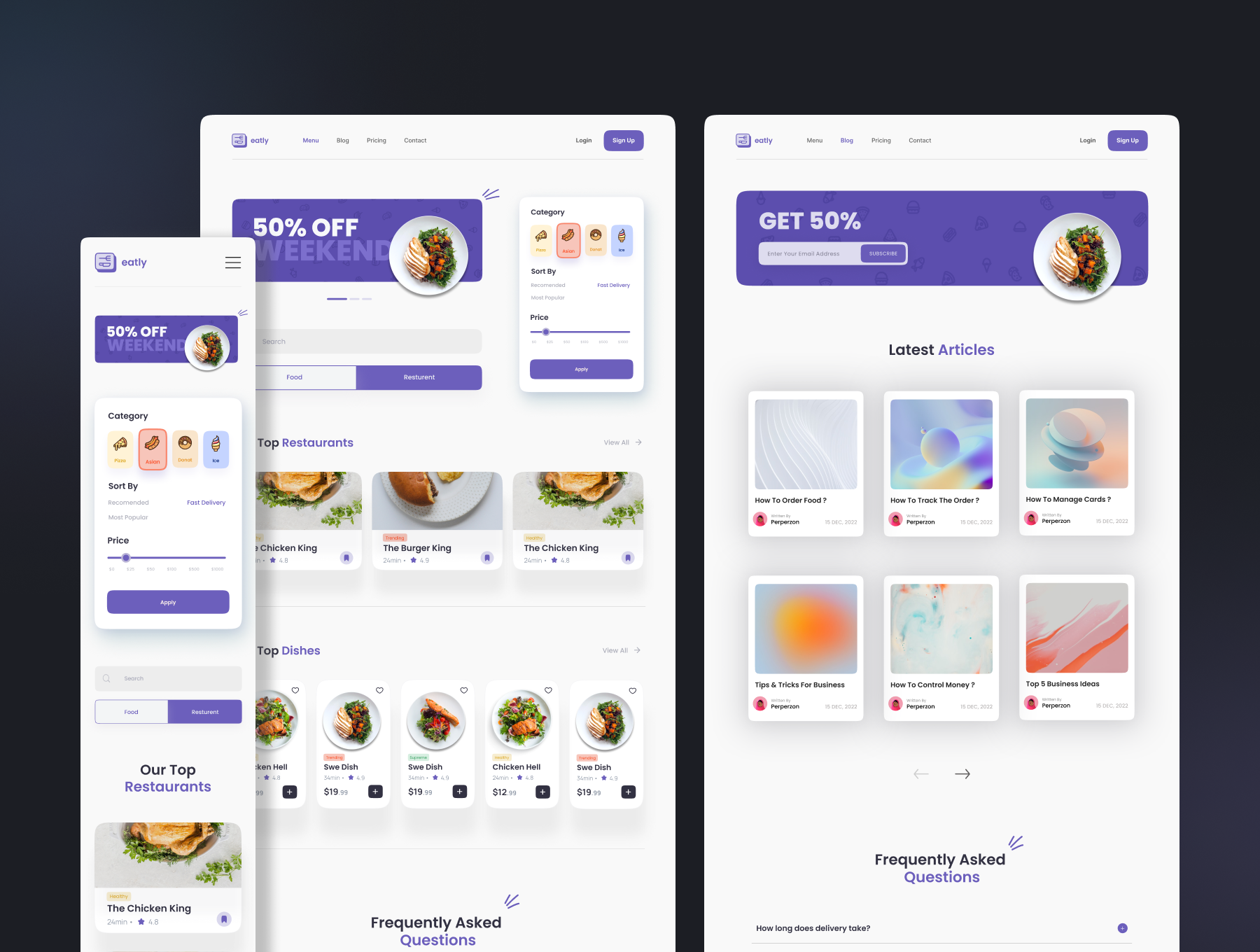 Eatly-食品送餐落地页和Web UI工具包 Eatly - Food Delivery Landing Page & Web UI KIT figma格式-UI/UX-到位啦UI
